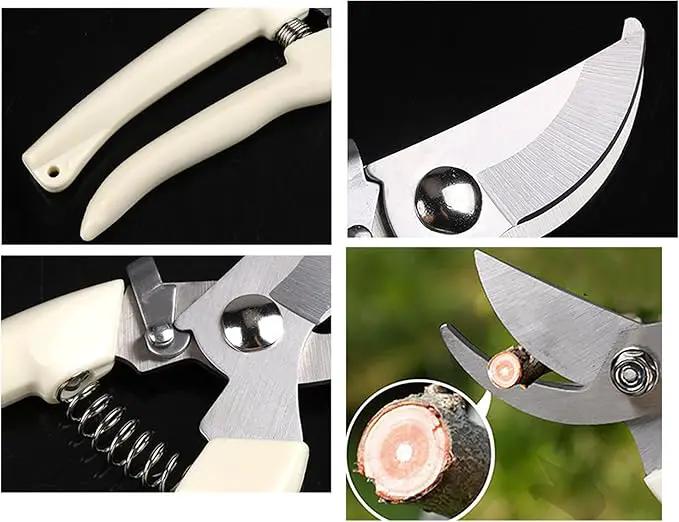 5pcs Garden Flower Shears Pruning Shears 6.9 inches Scissors Heavy Duty Plant Scissors for Cutting Flowers, Trimming Plants, Bonsai, Fruits Picking (White Handle 5pcs) by GreenHaven Gardens