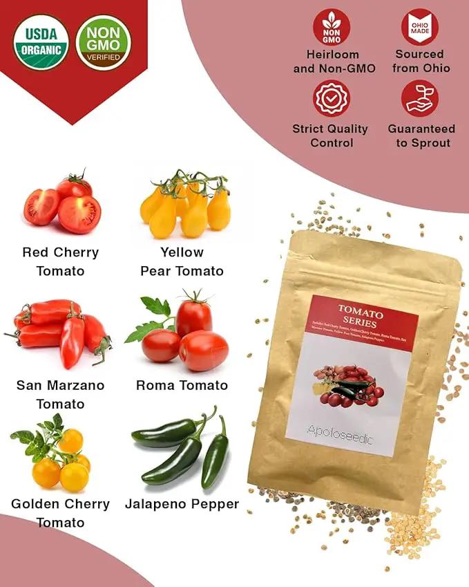Tomato Seed Pod Kit for AeroGarden, idoo, Ahopegarden, MUFGA with Red Cherry/Golden Cherry Tomato, Roma/San Marzano/Yellow Pear Tomato and Jalapeno Pepper - Compatible with All Hydroponics (7-Pod) by GreenHaven Gardens