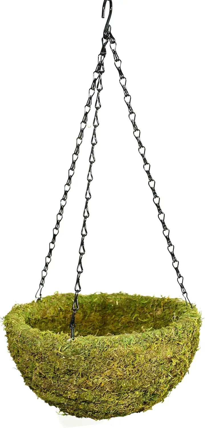 SuperMoss (29202) MossWeave Hanging Basket - Round, Fresh Green, Small (12.5 Diameter)" by GreenHaven Gardens