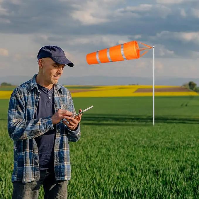 10 Pcs Airport Windsocks 40 Inch Outdoor Hanging Heavy Duty Wind Direction Measurement Wind Sock Windsocks with Reflective Belt for Outdoors Airport Farm Park (Orange) by GreenHaven Gardens
