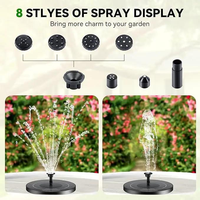 Solar Bird Bath Fountain Pump, Upgrade Solar Powered Water Fountain for Bird Bath Solar Fountain with 8 Nozzles, Small Solar Fountain, Solar Water Birdbath Fountain for Outdoors-2.5W by GreenHaven Gardens