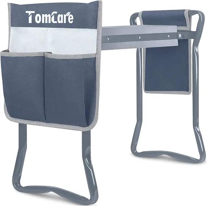 TomCare Garden Kneeler Seat Garden Bench Garden Stools Foldable Stool with Tool Bag Pouch EVA Foam Pad Outdoor Portable Kneeler Christmas Gardening Gifts for Women Men,Large 21.65"x10.62"x18.89",Grey by GreenHaven Gardens