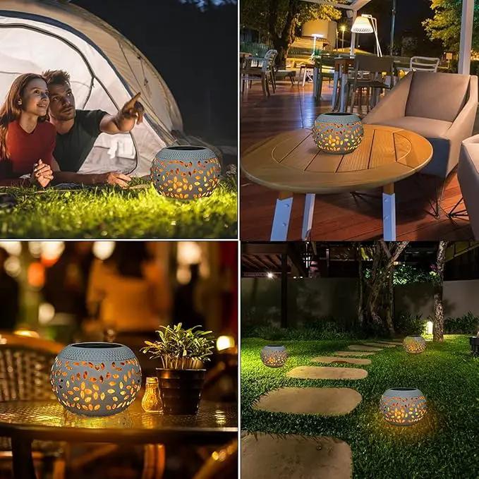 Solar Table Lantern Outdoor Waterproof- Dancing Flickering Flame Solar Powered LED Light,White Metal Desktop Decorative Lamp Auto On/Off Lighting Dusk to Dawn for Desk Patio Garden Pathway Yard by GreenHaven Gardens