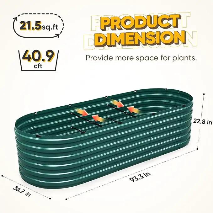 KING BIRD Raised Garden Bed Kit 2025 Upgraded Quick-Setup Galvanized Planter Garden Box Outdoor for Gardening, Vegetables, Flowers, 94x36x23 in, Green by GreenHaven Gardens