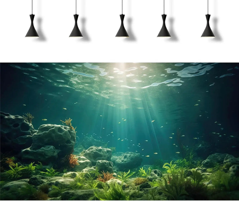 Under The Sea Aquarium Background Deep Sea Aquatic Plants Fish Tank Background Underwater Rock Sunray Terrarium Backgrounds Tropical Fish Deep Ocean Floor Fish Tank Backgrounds 30x12in by GreenHaven Gardens