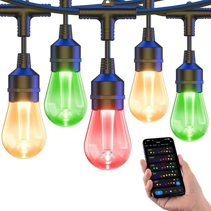 XMCOSY+ Smart Outdoor String Lights, 123Ft Patio Lights Waterproof, App Control, Compatible with Alexa, RGBCWIC Color Changing LED String Light for Outside by GreenHaven Gardens