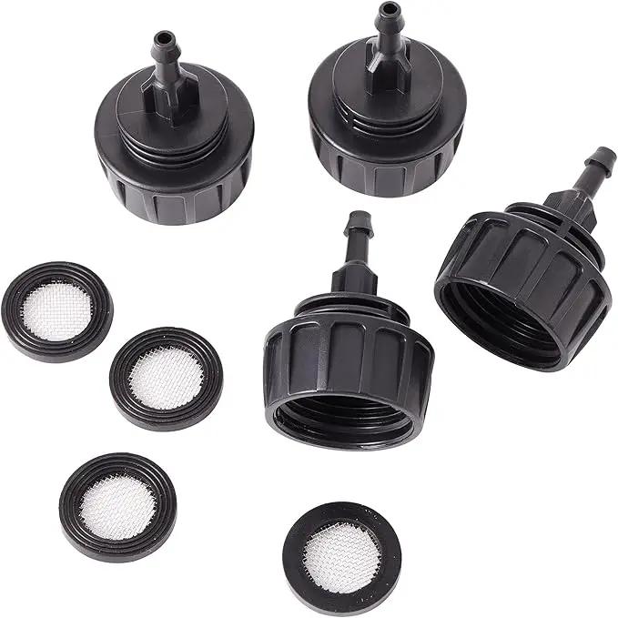 Inner 3/4 inch to Single 1/4 Pipe Joint with Four Black Strainer 6-Point Washers，Garden Irrigation System Used in Gardens,Lawns by GreenHaven Gardens