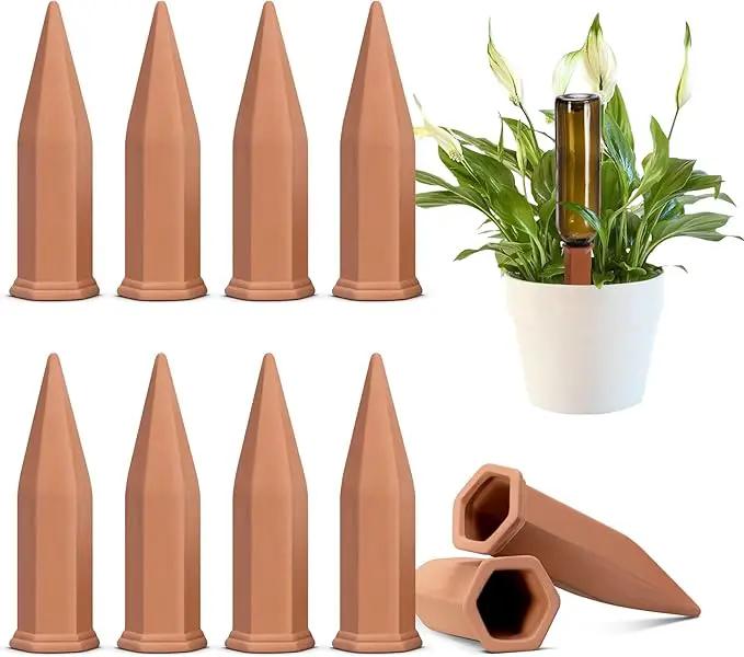 VIVOSUN 10Pcs Self-Watering Spikes, 7 Inch Hexagonal Terracotta Watering Stakes, Auto-Water Device, Planter Insert for Indoor & Outdoor Potted Plants, 10-Pack by GreenHaven Gardens