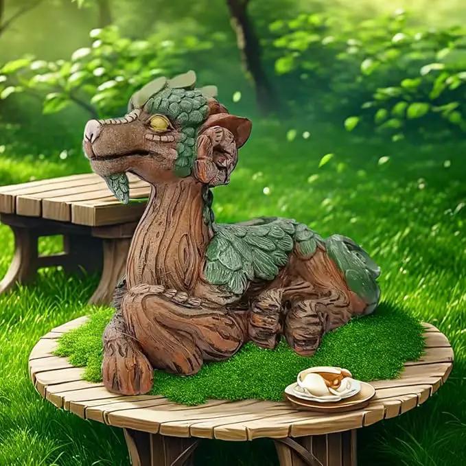 Funny Dragon Planter, Resin Animal Planter, Dragon Statue Outdoor, Dragon Figurines, Unique Succulent Pots with Drainage Hole, Dragon Yard Decor for Outside Lawn Patio Patio Yard Ornament Gifts (B) by GreenHaven Gardens