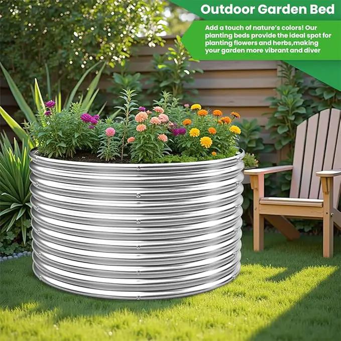 2 Pack 22x22 inch Tall Round Galvanized Raised Garden Bed Outdoor,Metal Garden Bed for Vegetables,Steel Raised Beds for Gardening,Above Ground Garden Box for Flower by GreenHaven Gardens