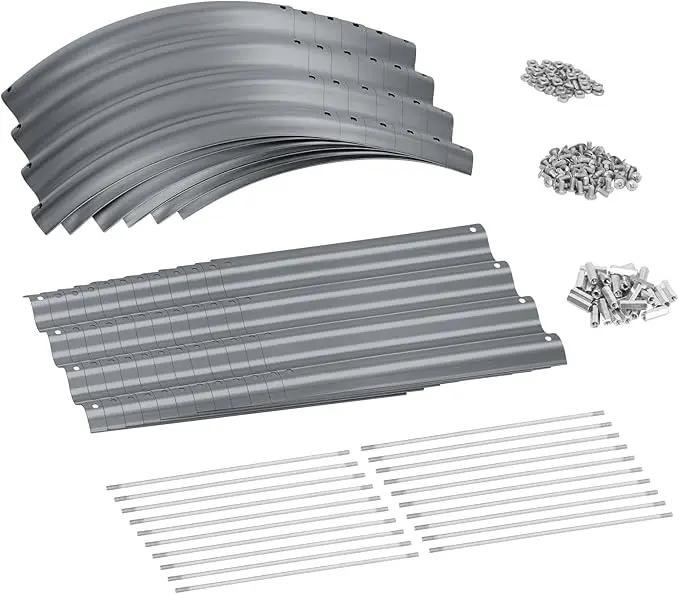 Land Guard 8×2×1ft Galvanized Raised Garden Bed Kit, 108 Gallon Capacity Raised Garden Boxes Outdoor, Oval Metal Raised Garden Beds for Vegetables, Modern Grey(with 10 Connecting rods) by GreenHaven Gardens