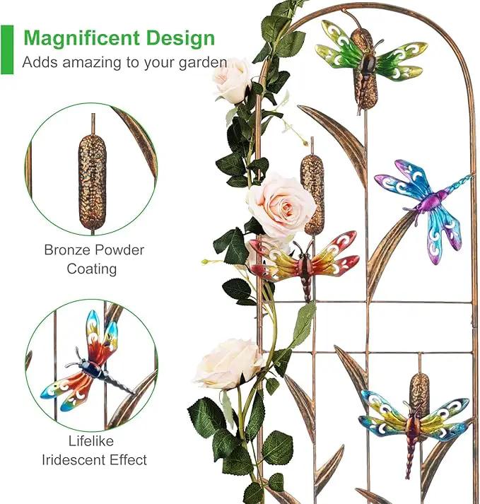 Set of 2 Dragonfly Metal Garden Trellis for Climbing Plants, Decorative Vegetables Flowers Vine Trellis for Outdoor Patio 60'' H x 11'' W by GreenHaven Gardens
