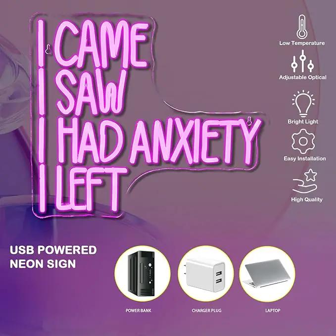 CAME SAW HAD ANXIETY LEFT Neon Sign Wall Decor, Neon Light for Christmas Party Bar Home Christmas Decorations Family Gifts by GreenHaven Gardens