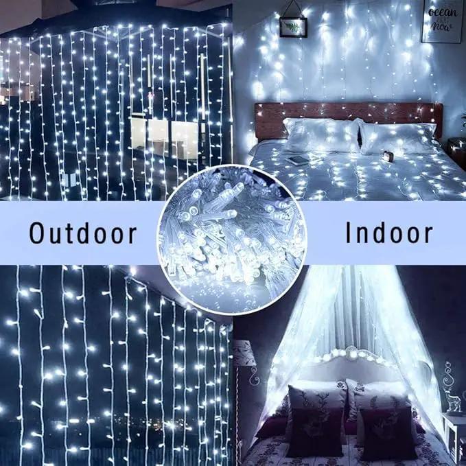 Upgraded Solar Curtain Lights Remote Control, Outdoor Garden Lights 300 LED 8 Modes Remote Control Waterproof Solar Waterfall Fairy String Lights Decoration for Patio Garden Party Wedding (Cool White) by GreenHaven Gardens