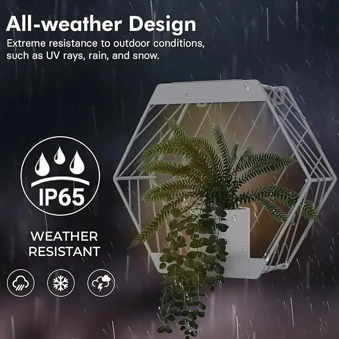 Grand patio Outdoor Leiden LED Solar Hexagon Wall Sconce Planter, with Dusk to Dawn Sensor Decor Wall Lighting for Garage Doorway Patio Yard, Cement Grey (L-Linear) by GreenHaven Gardens
