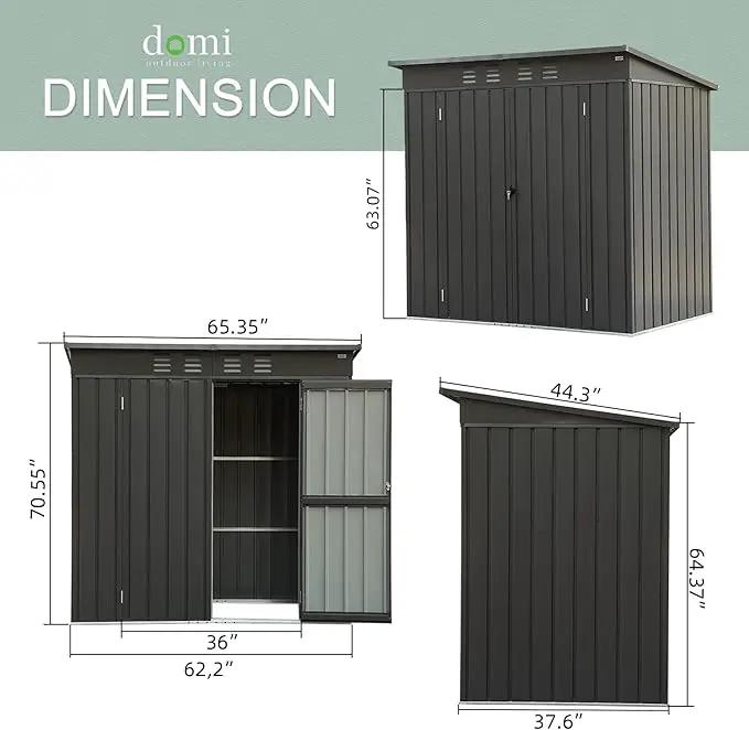 Domi Outdoor 5’ x 3’ Storage Shed, Metal Sheds Tool Storage Slope Roof with Lockable Door & Air Vents, Outdoor Galvanized Steel Sheds for Backyard,Garden,Patio,Lawn by GreenHaven Gardens