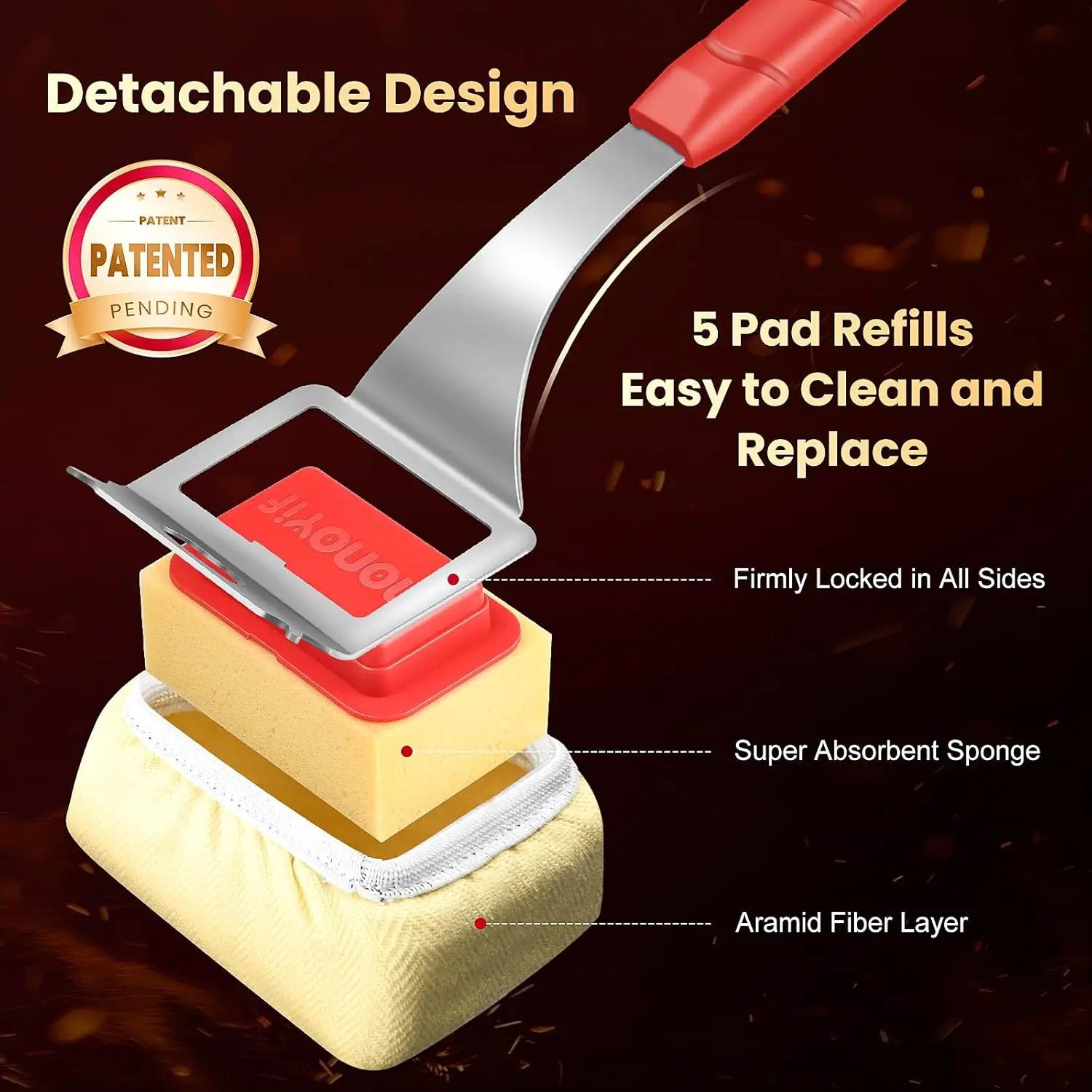 Grill Brush Bristle Free + 5 Replaceable Pads, Steam Grill Brush for Outdoor Grill, BBQ Grill Brush and Scraper for Cast Iron/Stainless Steel Grates, Safe Grill Cleaner Brush, Gift for Men Dad by GreenHaven Gardens