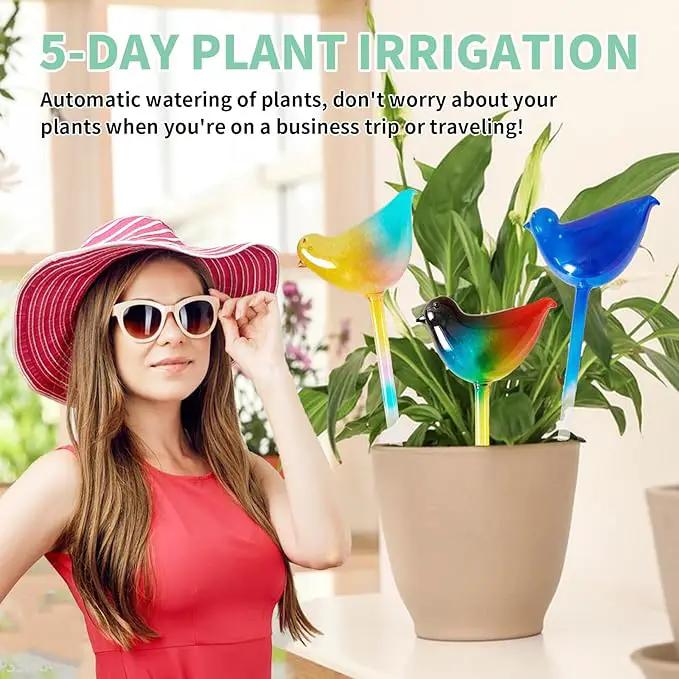 Glass Plant Watering Globes, Flower Watering Globes Self Watering Star Plant Watering Pot, Automatic Multicolored Glass Watering Spray for Everyday Use,3 Pack (B) by GreenHaven Gardens