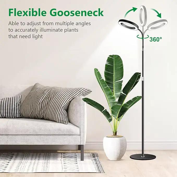 Grow Lights for Indoor Plants, Full Spectrum Floor Standing Plant Lights with 68" Stand for Growing Large Tall Plants, Black Halo LED Plant Grow Light with 6/12/16H Timer by GreenHaven Gardens