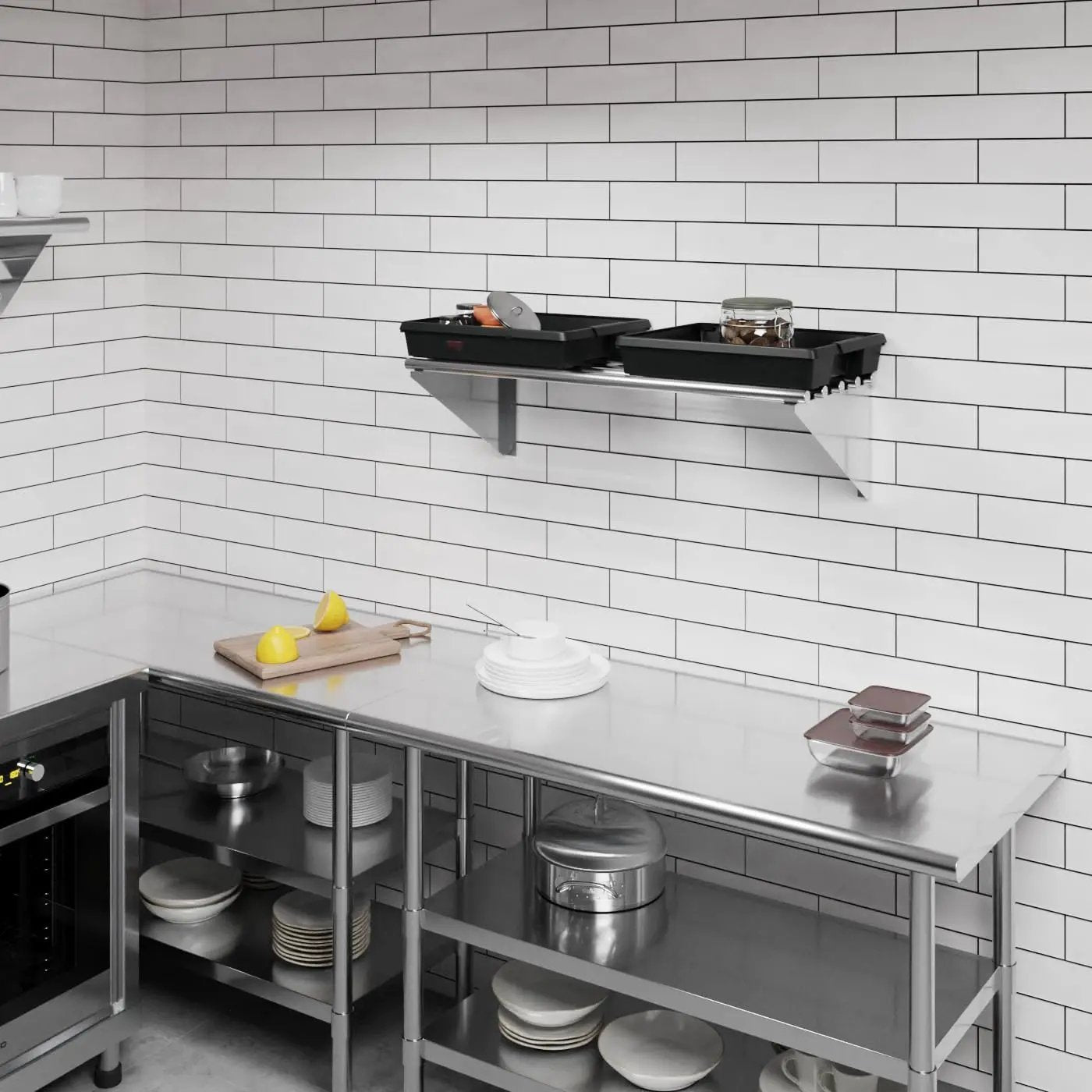 AmGood 14 in. x 36 in. NSF Stainless Steel Tubular Wall Shelf | Heavy-Duty Metal Shelving for Appliances & Equipment | Ideal for Kitchen, Restaurant, Garage, Laundry, Utility Room by GreenHaven Gardens