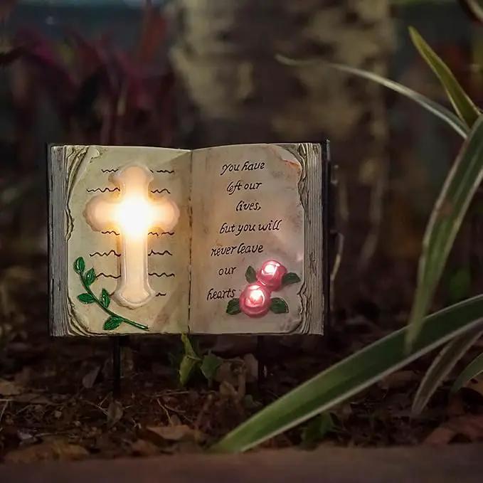 Outdoor Solar Bible Cross Garden Stakes Lights, Waterproof Memorial Grave Decorations Gifts for Cemetery Outdoors Lawn Yard Home Patio Decor by GreenHaven Gardens