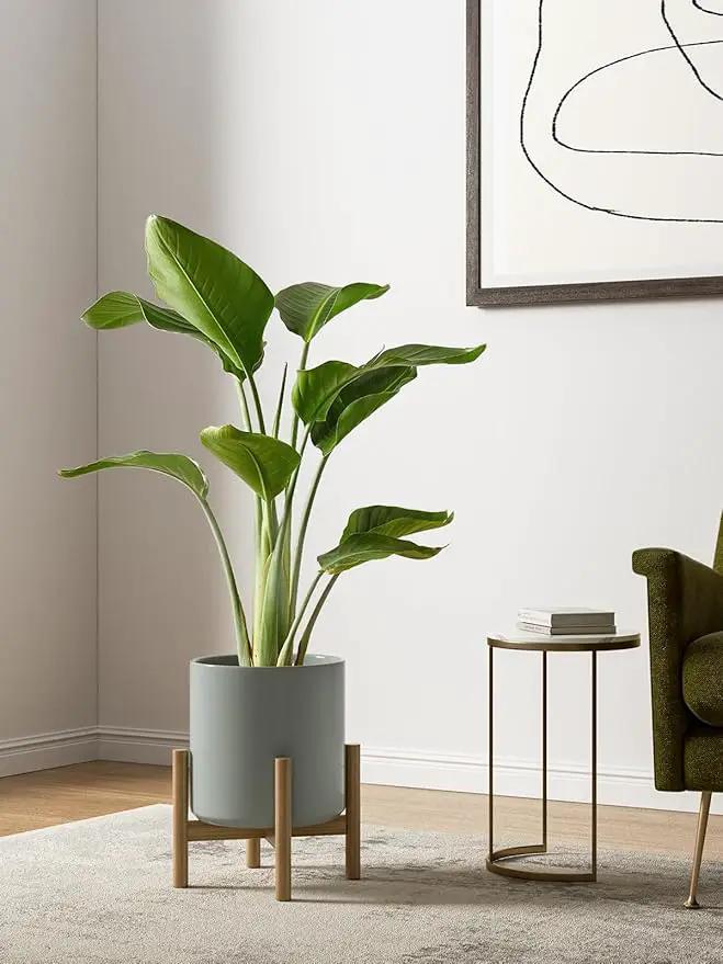 LE TAUCI Ceramic Plant Pots Indoor, 10 Inch 8 Inch 6 Inch Planters for Indoor Plants, Mid-Century Modern Flower Pots with Drainage Hole, Cylinder Round Planter Pots, Set of 3, Reactive Glaze Blue Gray by GreenHaven Gardens