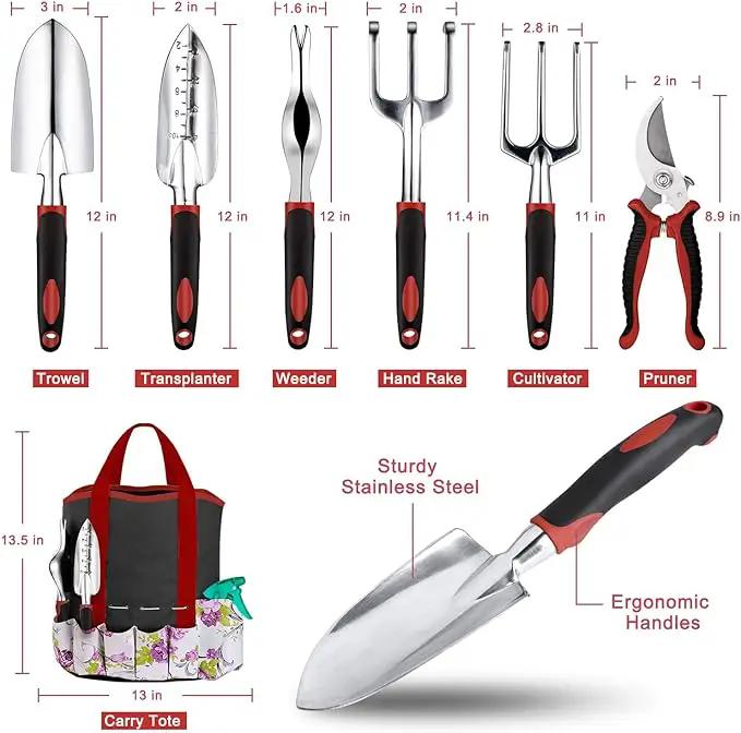 Garden Tools Set 83 Piece, Succulent Tools Set Included, Heavy Duty Aluminum Gardening Tools for Gardening, Non-Slip Ergonomic Handle, Durable Storage Tote Bag, Gifts for Men Women by GreenHaven Gardens
