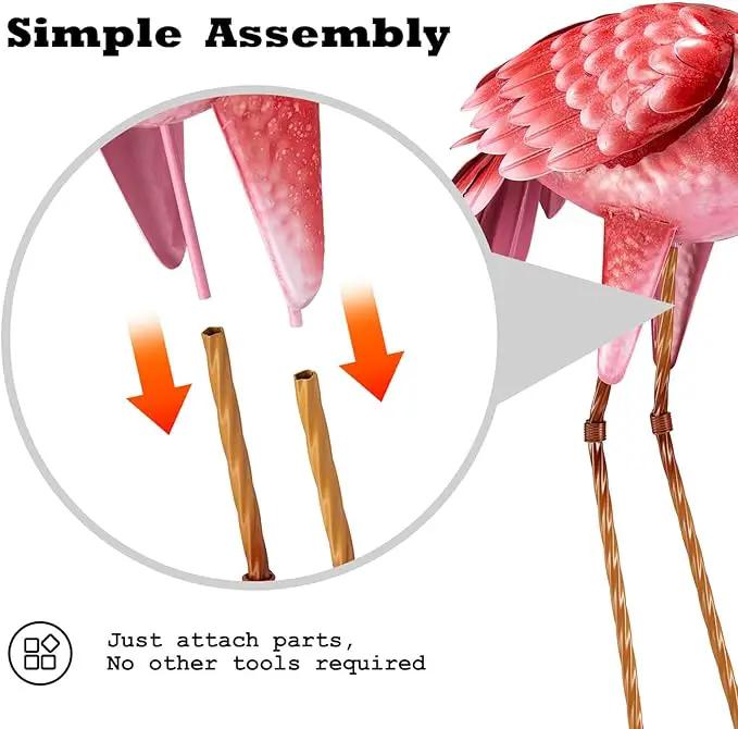 Kircust Flamingo Garden Statues and Sculptures, Metal Birds Yard Art Outdoor Statue, Large Pink Flamingo Lawn Ornaments for Home, Patio, Backyard Decor (2-Pack)