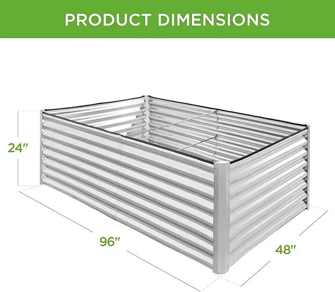 Best Choice Products 8x4x2ft Outdoor Metal Raised Garden Bed, Deep Root Planter Box for Vegetables, Flowers, Herbs, and Succulents w/ 478 Gallon Capacity - Galvanized by GreenHaven Gardens