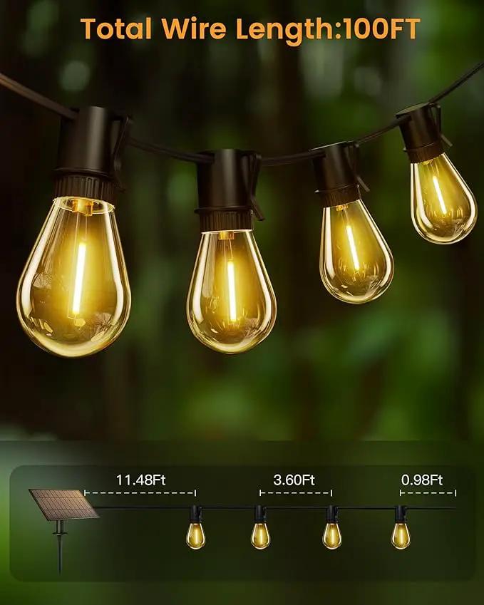 Torkase 100FT LED Outdoor String Lights with 25+2 S14 Shatterproof Bulbs, Commercial Grade Waterproof Patio Lights for Cafe Backyard Deck by GreenHaven Gardens