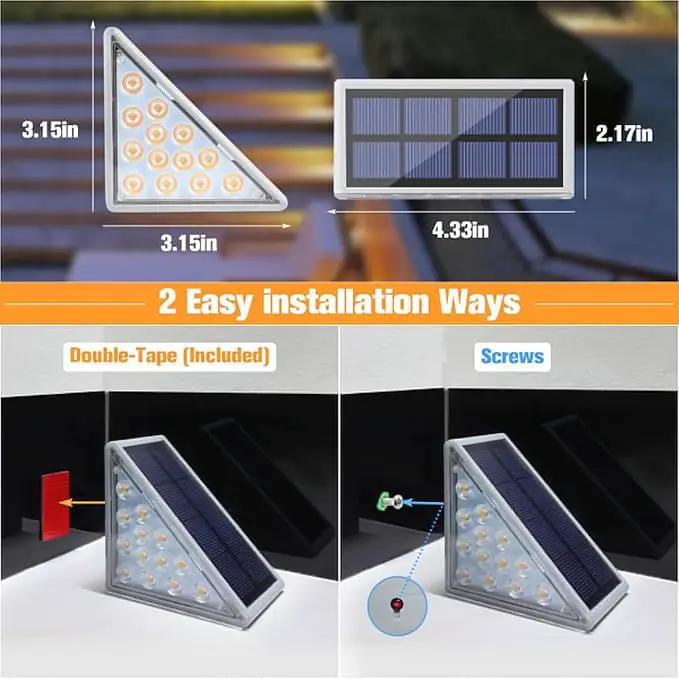 VOLISUN Solar Stair Lights 16 Pack, Solar Step Lights Waterproof IP67, Outdoor Step Light with 13 LEDs, Outdoor Lighting Decor for Yard Stair, Patio, Front Step, Front Porch and Deck(Cool White) by GreenHaven Gardens
