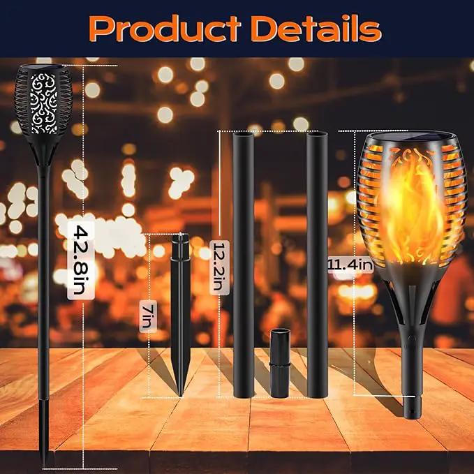 Upgraded Larger Solar Torch Lights, 43" Flickering Flame Solar Lights, Waterproof Outdoor Solar Landscape Decoration Lighting 96 LED Auto On/Off Garden Patio Yard Pathway,Black 2 Pack (2) by GreenHaven Gardens