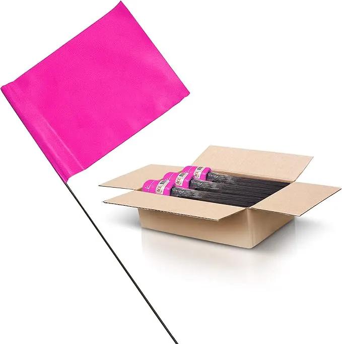 Pink Marking Flags 1000 Pack - 4x5x15 Inch Pink Flags for Yard - Markers For Lawn, Irrigation, Landscaping, Survey & Sprinkler Head Marking by GreenHaven Gardens