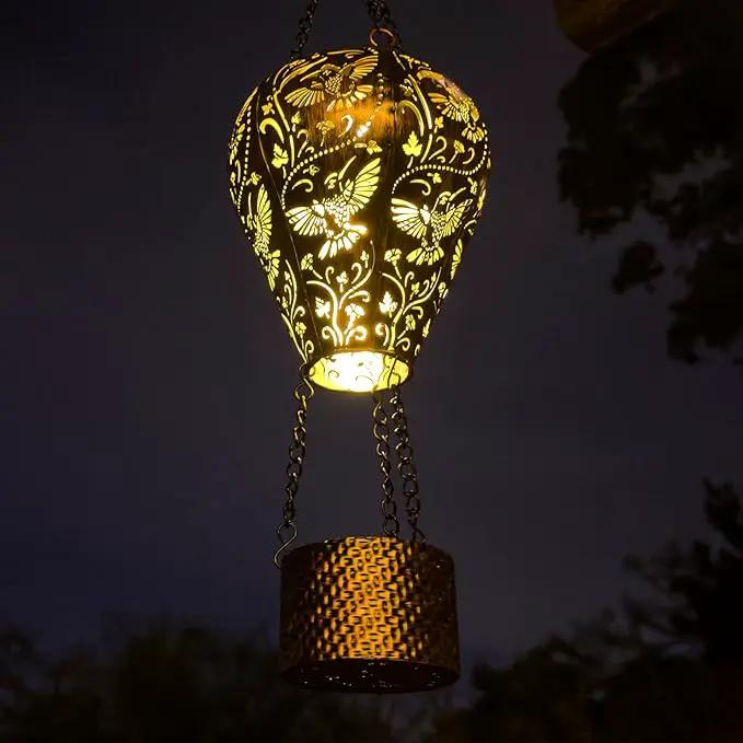 Hummingbird Decor Hot Air Balloon Solar Lantern – Outdoor Decorative Hanging Light for Garden Yard Patio Porch Lawn and Pathway – Unique Housewarming, Birthday Gift for Women Mom Grandma by GreenHaven Gardens