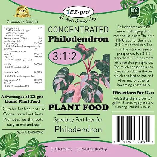 EZ-GRO Liquid Philodendron Fertilizer - Indoor Plant Food with Ratio of 3 1 2 NPK Fertilizer for Philodendron Plant | Premium Indoor Plant Fertilizers for Healthy Growth by GreenHaven Gardens