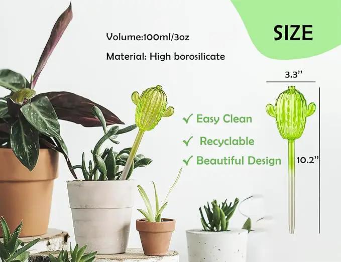 Ahhute Self Watering Globes Cactus Shape, Glass Plant Watering Globes, Self Watering Planter Insert, Cacti Plant Watering Devices, Automatic Plant Waterer Indoor, Watering Bulbs, 3 Pack by GreenHaven Gardens