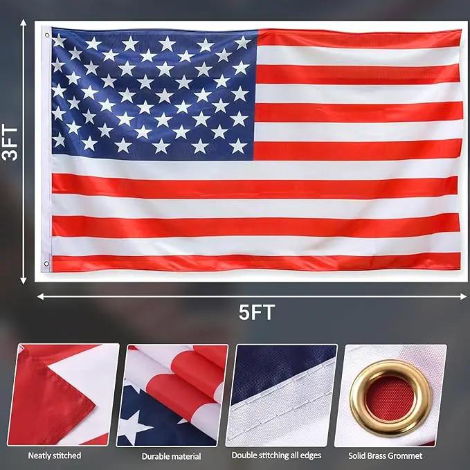20FT Sectional Super Thick Flag Pole Kit, Heavy Duty 13 Gauge Aluminum in Ground Flagpole with 3x5 American Flag for Residential or Commercial, Black by GreenHaven Gardens