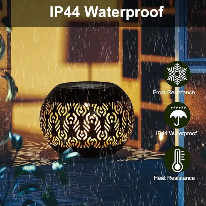 Solar Table Light Outdoor Waterproof- Solar Powered LED Lamp Hollowed-Out Black Peacock Feather Metal Desktop Decorative Lantern for Indoor Desk Bedroom Patio Garden Pathway Yard by GreenHaven Gardens