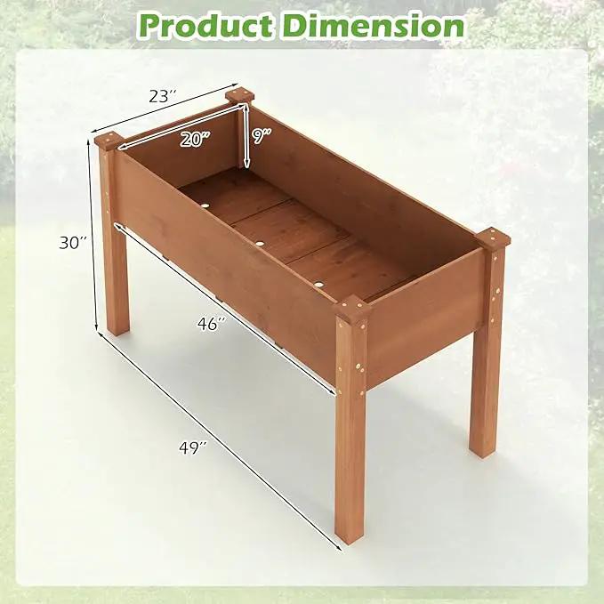 Giantex Raised Garden Bed, Elevated Wood Planter Box with Protective Liner and Drain Hole, Gardening Planter Raised Bed for Planting Vegetables Flowers Succulents Herbs, 49" Lx23 Wx30 H by GreenHaven Gardens