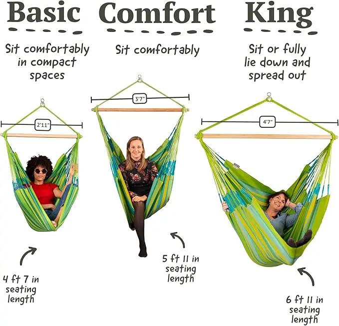 LA SIESTA® - Medium Basic Domingo Hammock Swing Chair - Weather & Tear Resistant Hanging Hammock Chair - Indoor Outdoor Hammock Chair Swing - Patio Porch Bedroom Hanging Chair - Max 250 Lbs, Lime by GreenHaven Gardens