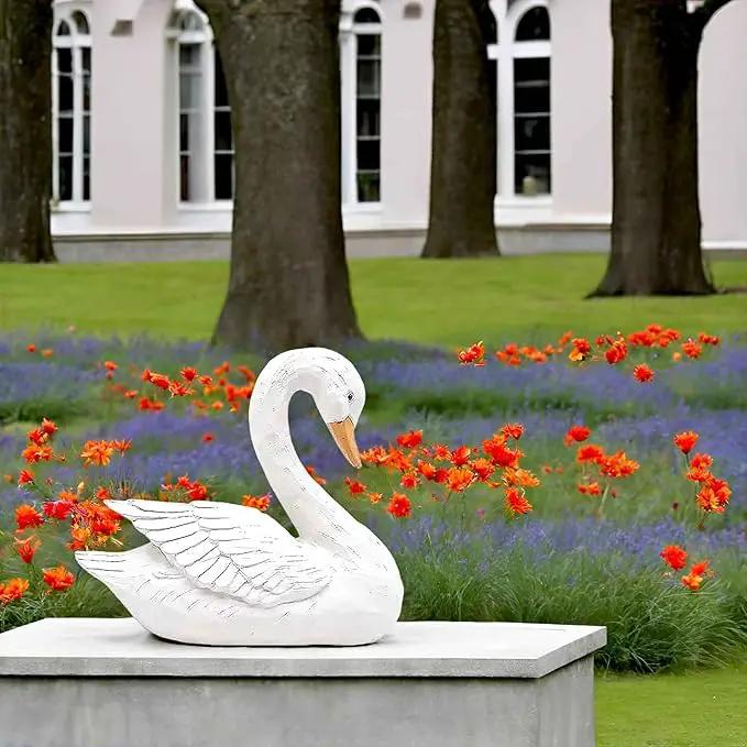 White Swan Figurine - Home Decor Exquisite Sculpture Resin，Artistic White Goose Statue Craft for Elegant Outdoor Garden and Yard Decoration, 7.48 Inches by GreenHaven Gardens