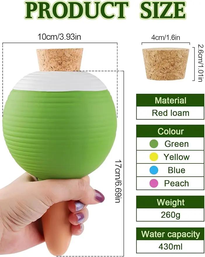 4Pcs Plant Watering Globes, Kalolary Large Terracotta Automatic Watering Stake Devices with Wooden Stopper for Pots, Planters, Indoor, Outdoor by GreenHaven Gardens