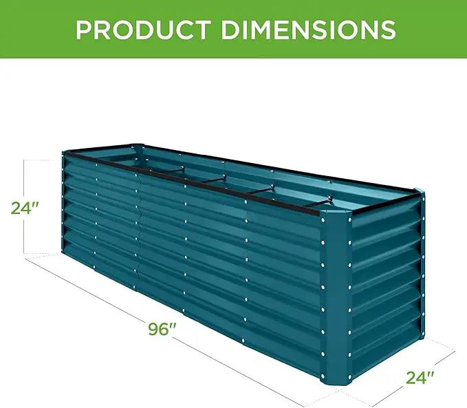 Best Choice Products 8x2x2ft Outdoor Metal Raised Garden Bed, Rectangular Deep Root Planter Box for Vegetables, Flowers, Herbs, and Succulents w/ 239 Gallon Capacity - Peacock Blue by GreenHaven Gardens