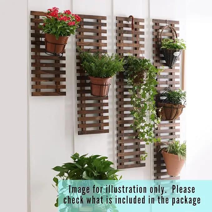 ShopLaLa Wall Planter - 2 Pack, Wooden Hanging Large Planters for Indoor Outdoor Plants, Live Vertical Garden, Plant Wall Mount Flower Pot Holder Hanger Stand Green Herb Wall Decor 47.2" (120cm) by GreenHaven Gardens