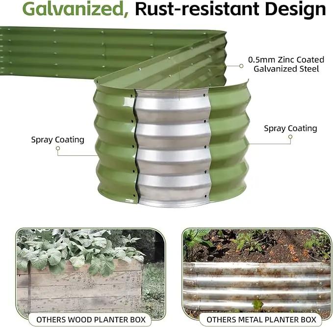 GoCampDriect 6IN1 Raised Garden Bed - 8x3x1ft Galvanized Raised Garden Boxes Outdoor Corrosion Resistant | Variable Shape 9x2x1ft Metal Raised Garden Beds for Planting Vegetable, Fruits,Flower by GreenHaven Gardens