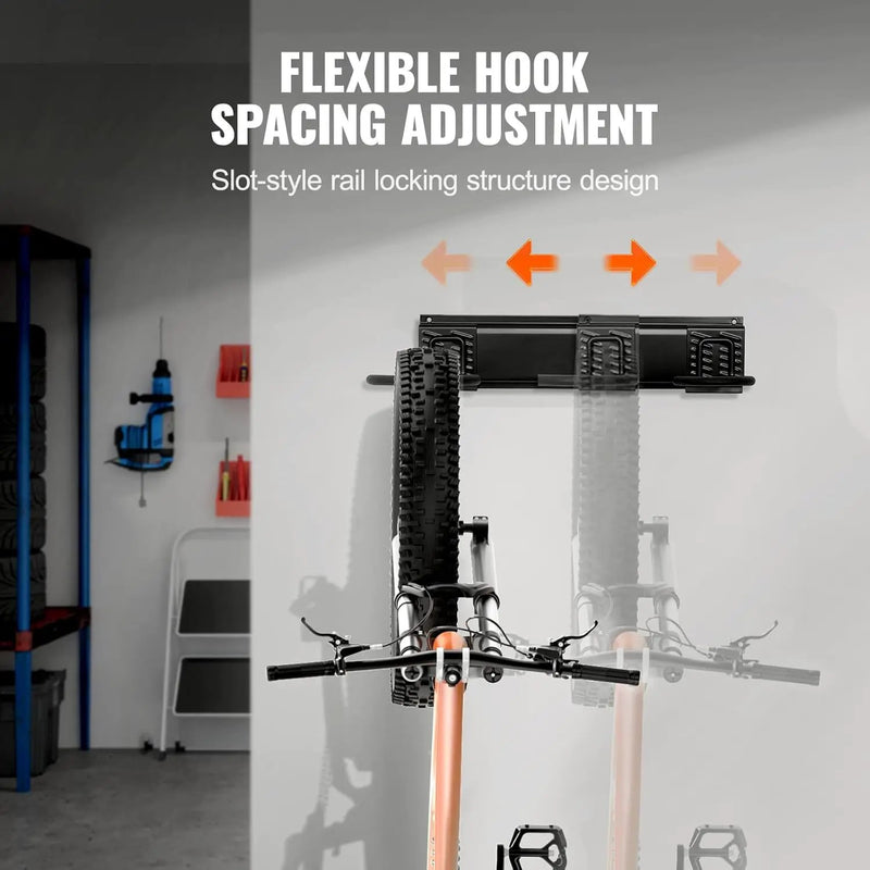VEVOR Bike Storage Rack, 2 Bike Racks, Wall Mount Bike Storage Hanger, Home and Garage Organizer, Customizable for Various Bike Sizes, Adjustable Holder for Space Saving, Holds Up to 100 lbs, 17-inch by GreenHaven Gardens