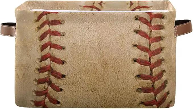 Baseball Rectangular Storage Basket Organizer Bin Shelf Baskets For Home Office Dorm by GreenHaven Gardens