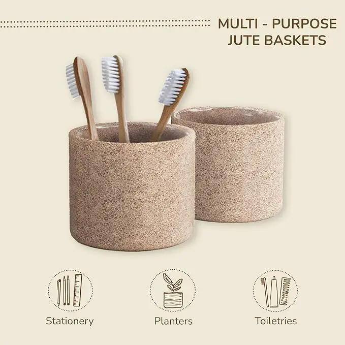 Jute Planter Basket-Woven Jute Rope Covers for Decorating Indoor/Outdoor Succulents, Small Plant Pots-Set of 3-Multi-Purpose Storage Bins 4.5 Inches -Modern Style Decor -Natural Jute by GreenHaven Gardens
