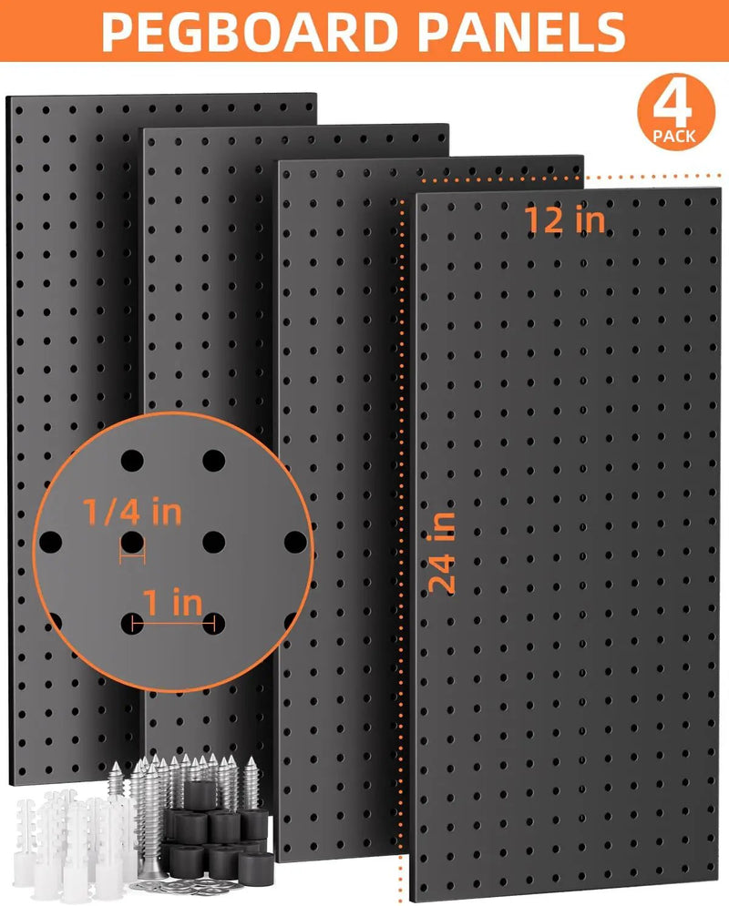 INCLY 158PCS Metal Pegboard Wall Organizer, 48x24 Inch Black Pegboard Panels Tool Organizer Kit with Accessories Hooks and Bins, Peg Board Utility Tool Storage for Garage Workbench Shed by GreenHaven Gardens