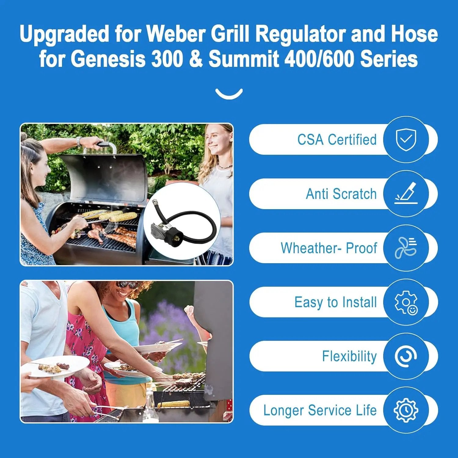 Upgraded for Weber Hose and Regulator kit, for Genesis 300 & Summit 400/600 Series for Weber Grill Regulator and Hose, for Genesis and Summit Series Gas Grills Including Silver Gold Platinum. by GreenHaven Gardens